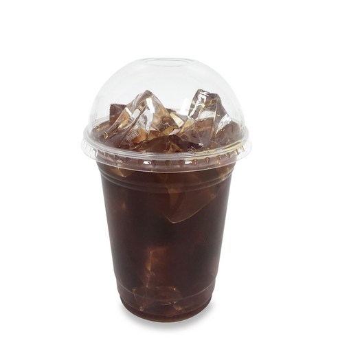 투고팩 투명 PET 아이스컵 + 돔형뚜껑, 500개입, 1세트, 410ml