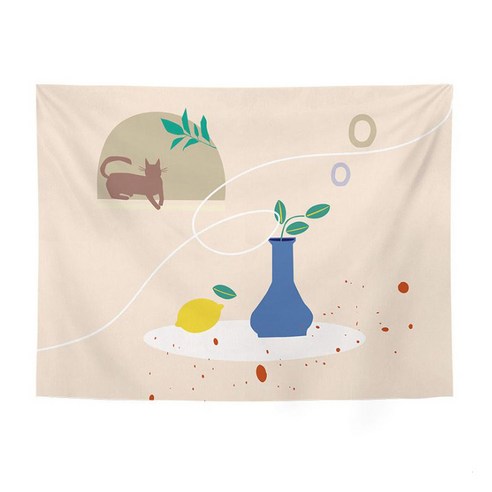 윰스 일러스트 패브릭 포스터 100cmX75cm 레몬과고양이 1개