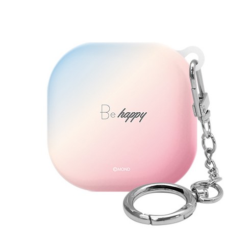 몬드몬드 갤럭시 버즈라이브/버즈프로 하드 케이스 트랜디 + 키링, Happy