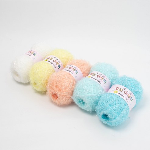 고급 수세미 80g x 5p + 도안 8종 뜨개질DIY패키지, 1세트, 소프트파스텔