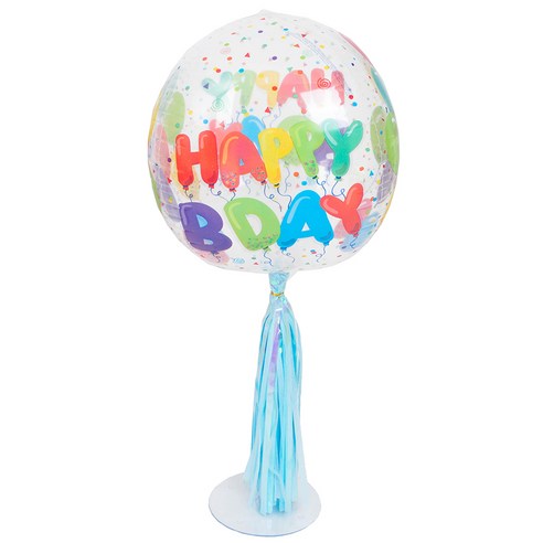 파티쇼 오브은박풍선 스탠드 태슬수술홀로그램 35cm 세트, 생일셀레브레이션 + 라이트블루, 1세트