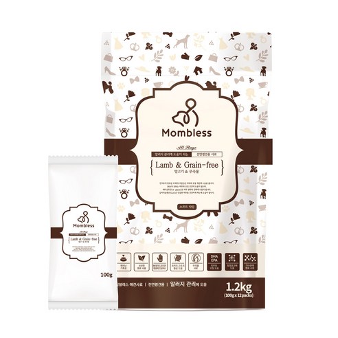 맘블레스 전연령견용 양고기&무곡물 건식사료, 양, 1.2kg