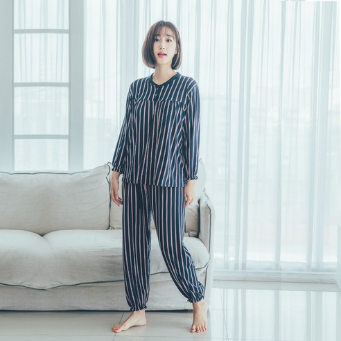 씨엘스토리 여성용 라운드잠옷 상하세트