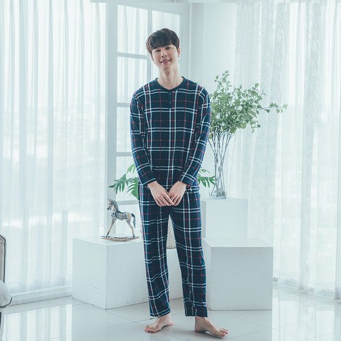 씨엘스토리 남성용 라운드잠옷 상하세트