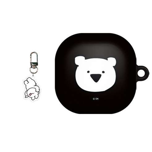 오버액션 하이 갤럭시 버즈라이브/버즈프로 / 버즈2 하드케이스 + 키링 랜덤발송, 베어블랙, 1세트