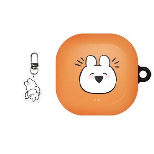 오버액션 하이 갤럭시 버즈라이브/버즈프로 / 버즈2 하드케이스 + 키링 랜덤발송, 방긋토끼
