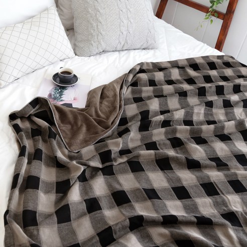 까사베르데 모니카 체크 극세사 양면담요