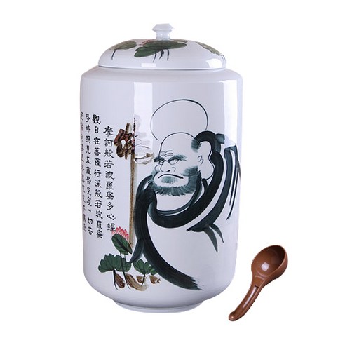 백자 달마 쌀항아리 + 쌀바가지, 혼합색상