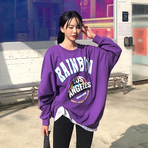 매드시스터 레인보우 오버핏 여성 맨투맨