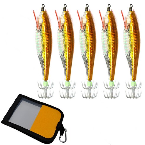 히트몬스터 수평 레이저에기 11g x 5p + 파우치 47g 세트, 골드