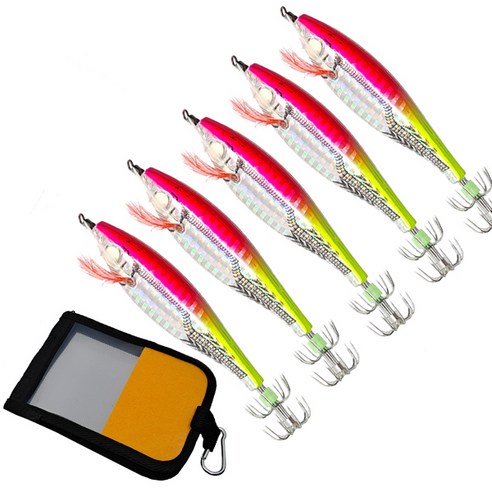 히트몬스터 수평 레이저에기 11g x 5p + 파우치 47g 세트, 핑크그린