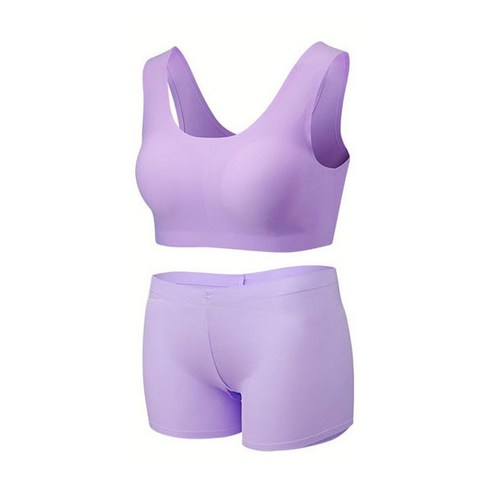 솔레일 여성용 심리스 워터스킨 래쉬가드 요가 이너 U형 브라 + 사각팬티 세트
