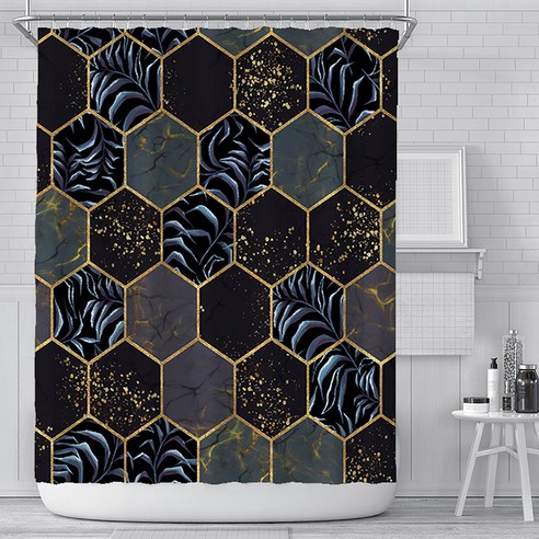 알럽홈 골드라인 헥사곤 엣지 샤워커튼 Type8 180 x 180 cm, 1개