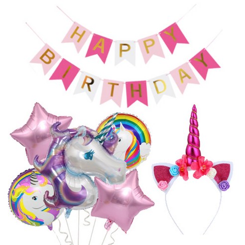 이모쿠비 유니콘 생일파티 세트, 퍼플, 1세트