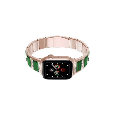 비쉐르 애플워치 5 보석루비체인 메탈 밴드 스트랩 44mm, 그린골드, 1개