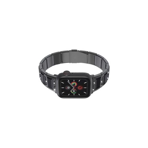 비쉐르 애플워치 5 보석루비체인 메탈 밴드 스트랩 40mm, 올블랙, 1개
