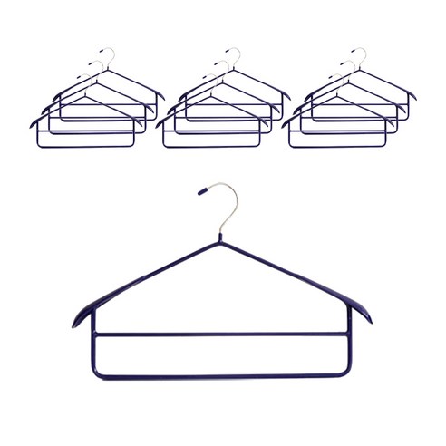 네이쳐리빙 논슬립 코팅 2단바지 정장 옷걸이, 네이비, 10개