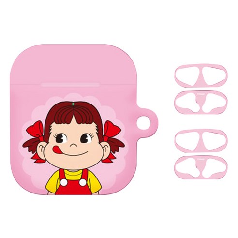페코짱 후르츠 에어팟 1/2세대 하드케이스 + 철가루방지 스티커, , , 에어팟 1세대/에어팟 2세대, 플라워 페  코