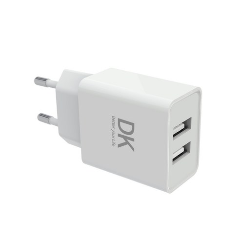 디케이 USB 2포트 고속 듀얼 충전기 12W DK-2U15, 화이트, 1개