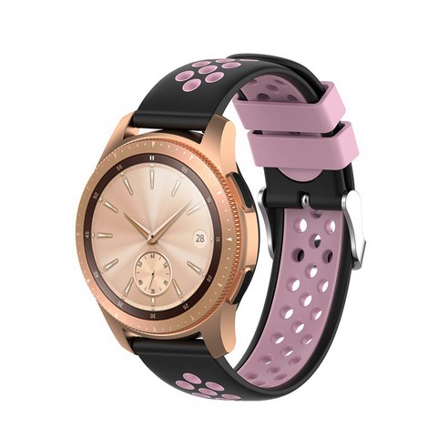 쉴드랩 샤오미 어메이즈핏 GTR 47mm 22mm 스포츠실리콘 스트랩 시계줄 밴드, 블랙 + 핑크홀, 1개