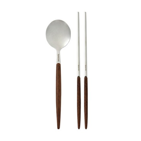 퀴드노비 커트러리 1인세트 월넛, 1세트, 스푼 + 젓가락