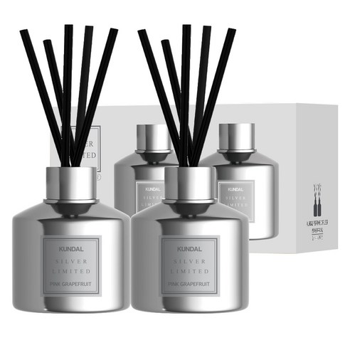 쿤달 실버 리미티드 에디션 퍼퓸 디퓨저 200ml x 2p + 섬유스틱 10p 세트, 핑크그레이프프룻향