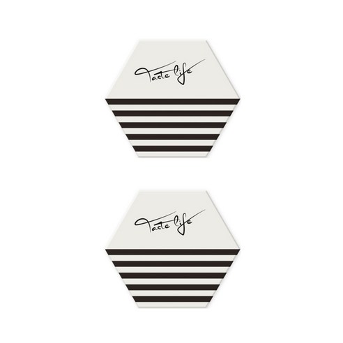 GUNU 모던 패턴 규조토 코스터 2p, 하프줄무늬 화이트