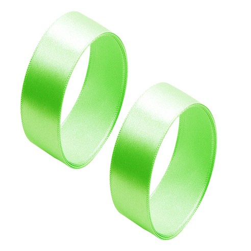 20mm 공단리본 2개, 36 연두, 45m