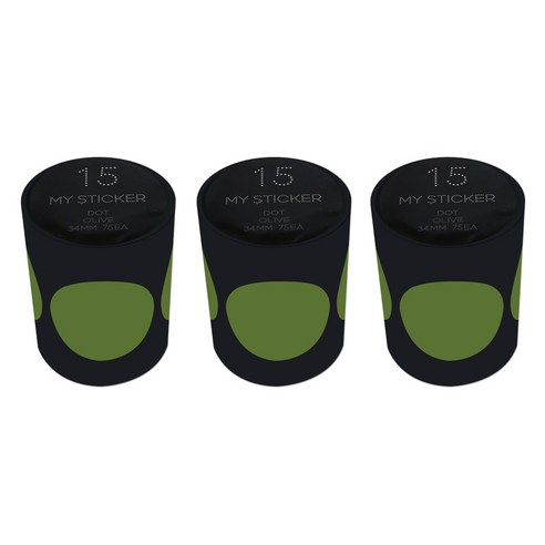 폼텍 마이 스티커 도트 34mm 1롤, 15 OLIVE, 3개