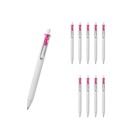 유니볼 원 중성 잉크펜 0.38mm, 핑크, 10개
