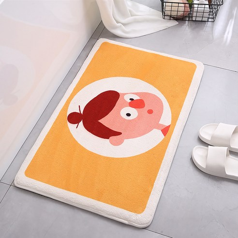 알럽홈 애니멀페이스 현관 욕실 바닥 매트, 2오렌지소녀