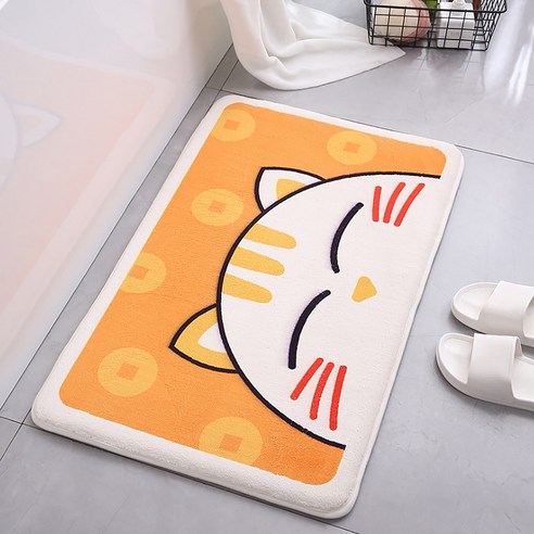 알럽홈 애니멀페이스 현관 욕실 바닥 매트, 5오렌지캣