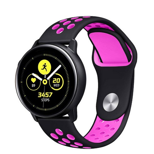 갤럭시워치 실리콘 스트랩 스포츠 밴드 20/40/42 mm, 블랙 + 마젠타, 1개