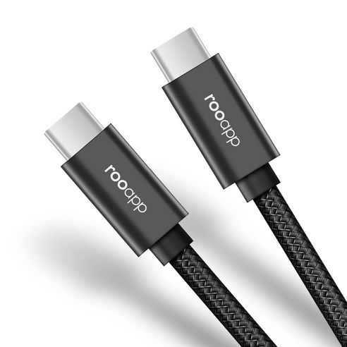 루앱 C to C타입 60W USB-PD 고속충전 케이블 0.2m, 블랙, 1개