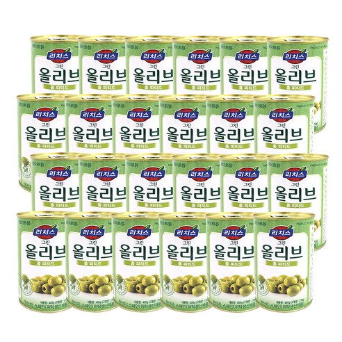 리치스 그린 올리브 통조림 홀 피티드, 24개, 405g