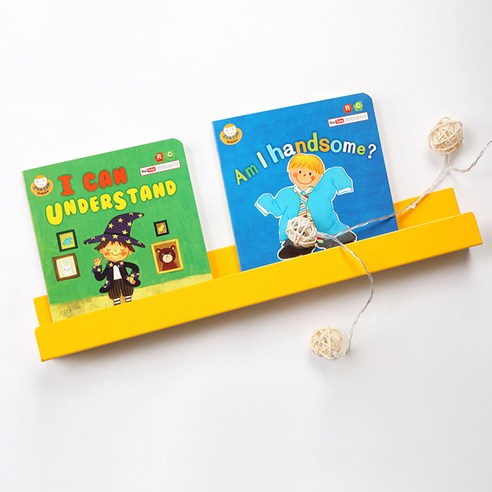 타공판 북선반 중 40cm + 콘크리트벽 액세서리, 1세트, 옐로우(선반)