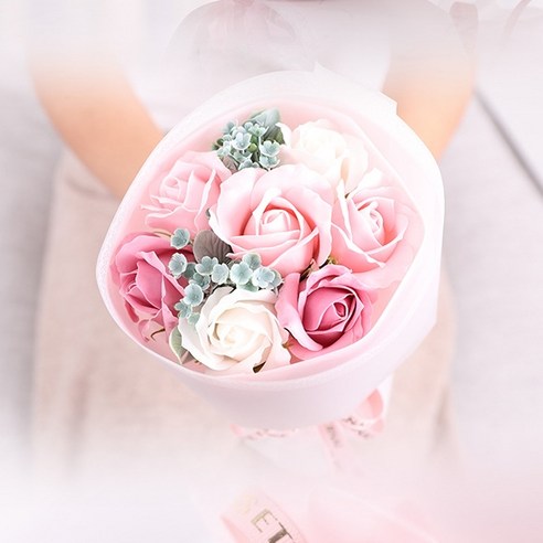 한솔 조화 라별 누눅 로맨틱장미 꽃다발, 핑크