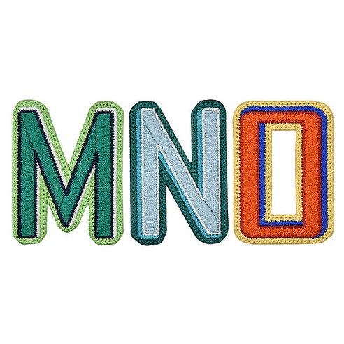 패션포인트 자수 와펜 알파벳테두리 3종 세트 중, M, N, O, 1세트