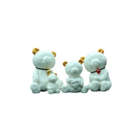 차량피규어 곰가족 4인, 화이트, 1개