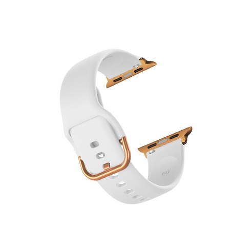 비쉐르 골드 버클 라운드 애플워치 3 실리콘 밴드 스트랩 42mm, 화이트, 1개