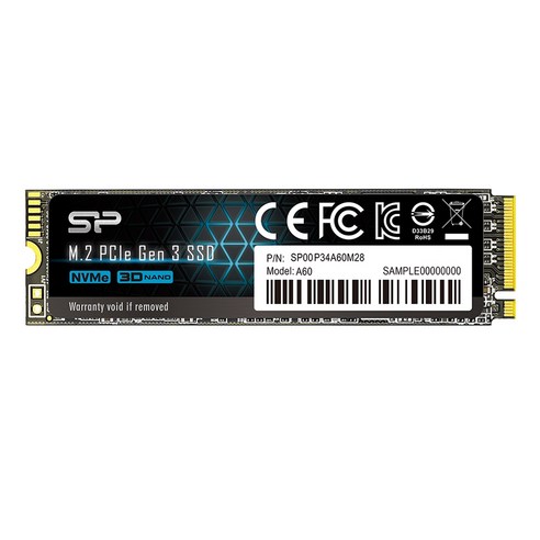 실리콘파워 PCIe Gen 3 x 4 M.2 2280 NVMe SSD P34A60, P34 A60, 1TB