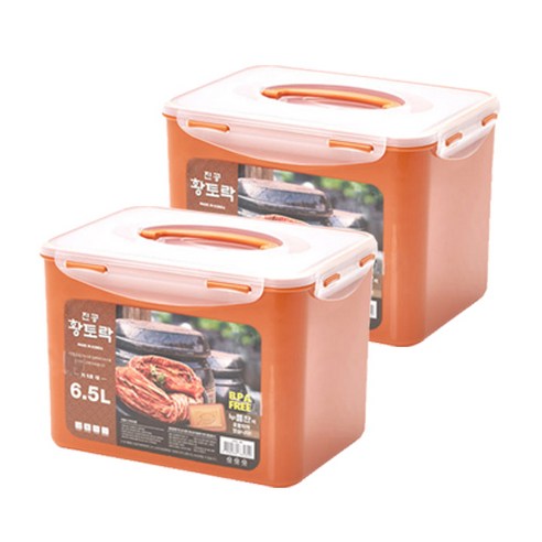황토락 진공밀폐 김치통, 6.5L, 2개