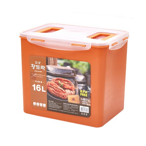 황토락 진공밀폐 김치통, 16L, 1개