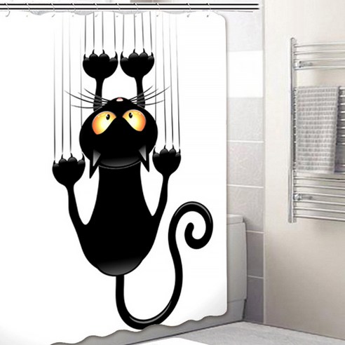 알럽홈 고양이프린팅 욕실 샤워커튼 Type3 150 x 180 cm, 1개