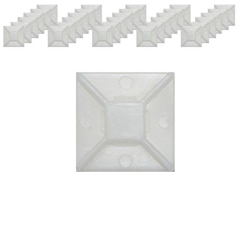 접착식 케이블타이 홀더 백색 일반 25 x 25 mm, 1000개, 화이트