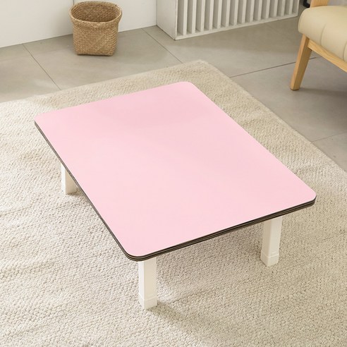 좌식 접이식 테이블 800 x 450 cm, 핑크 + 화이트(다리)