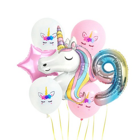 이모쿠비 생일파티 숫자풍선세트, 유니콘 9, 1세트