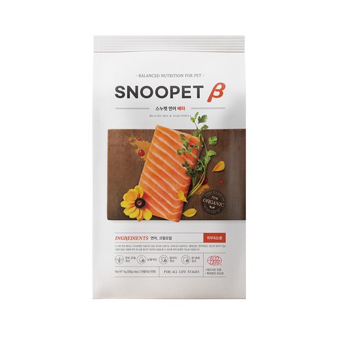 스누펫 전연령용 강아지 연어 베타 눈물 건식사료, 1kg, 1개