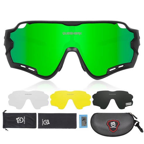 커샤크 스포츠 고글 자외선차단 도수클립 렌즈 교체형 QE44, Black Green