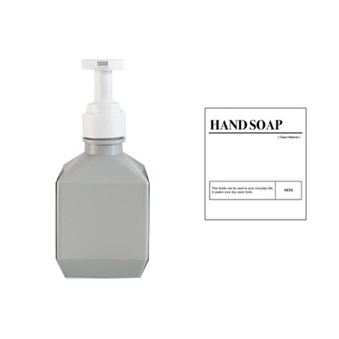 뉴앤룩 핸드워시 리필 용기 폴리 일반형 그레이 280ml + 핸드솝 스티커 세트, 1세트